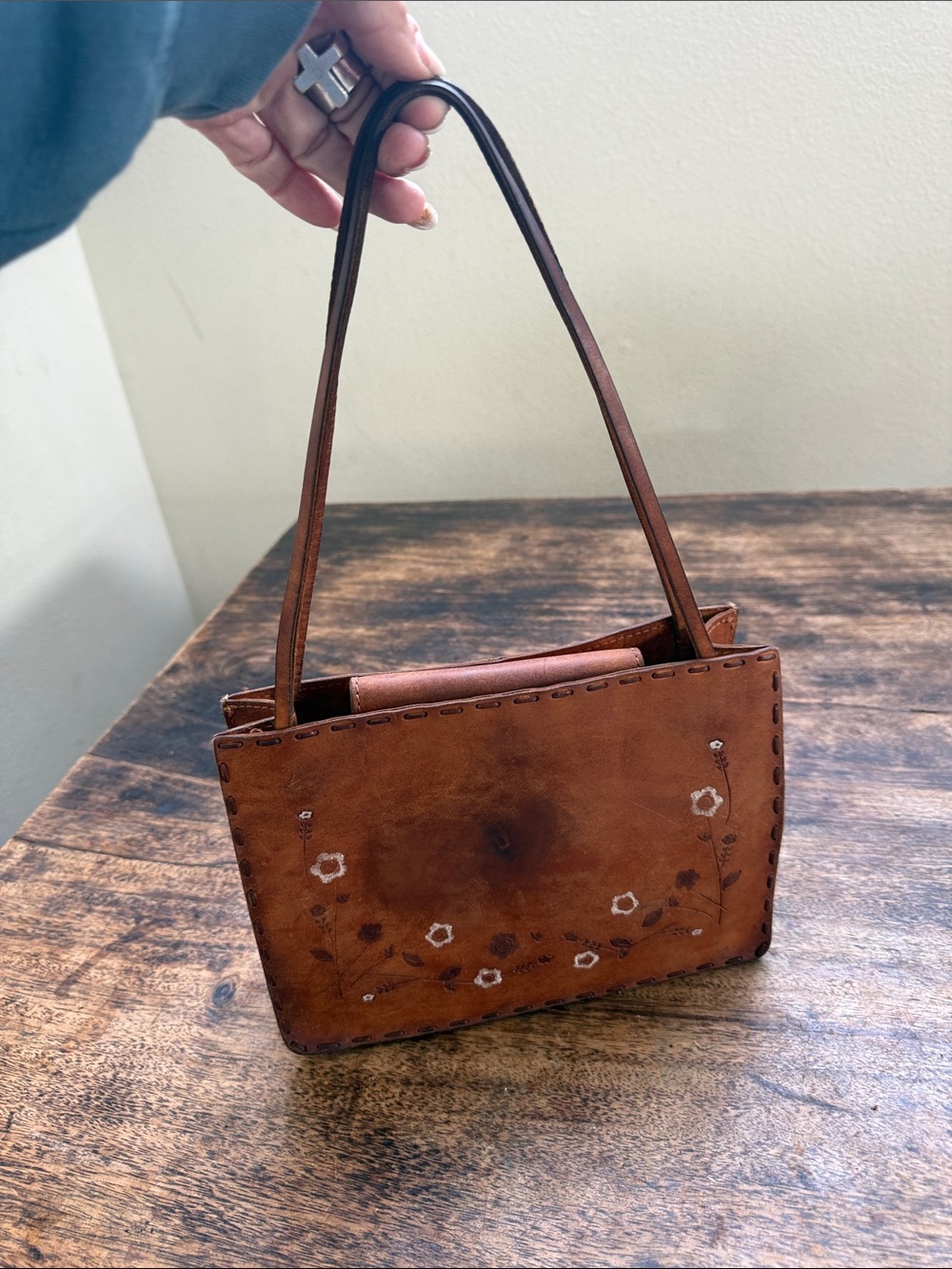 Vintage fossil, leather tool bag